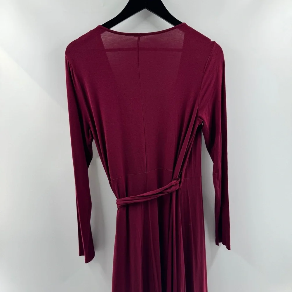 Gap Maroon Long Sleeve Wrap Dress with Side Tie – Size Medium - Picture 5 of 6